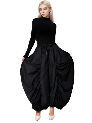 High Waist Black Wide Leg Arc Ankle Length Pants New Loose Trousers Women Fashion, black high waisted pants for women, Drestiny, black women's pants, Casual Pants, Dress Pants, Women's Dress Pants, United States, Australia, New Zealand, United Kingdom, 
black dress pants for women, Black, M, L, shopdrestiny.com